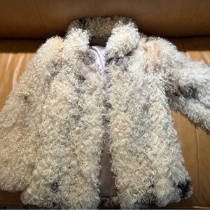 Lamb Fur Coat Saks Fifth Avenue Small-curly beige creme. Excellent condition